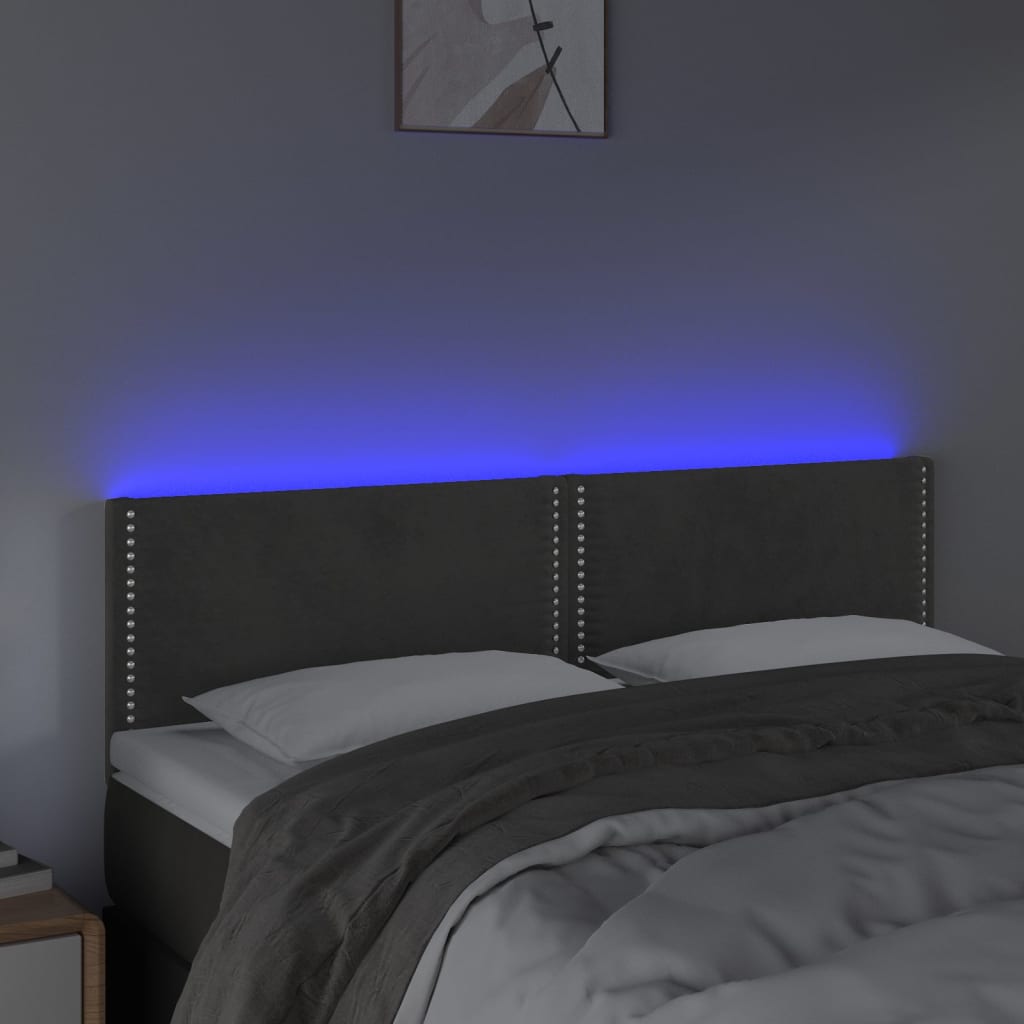 Hoofdbord LED 144x5x78/88 cm fluweel donkergrijs is nu te koop bij PeponiXL, paradijselijk wonen!