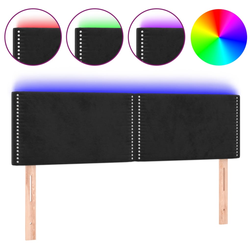 Hoofdbord LED 144x5x78/88 cm fluweel zwart is nu te koop bij PeponiXL, paradijselijk wonen!