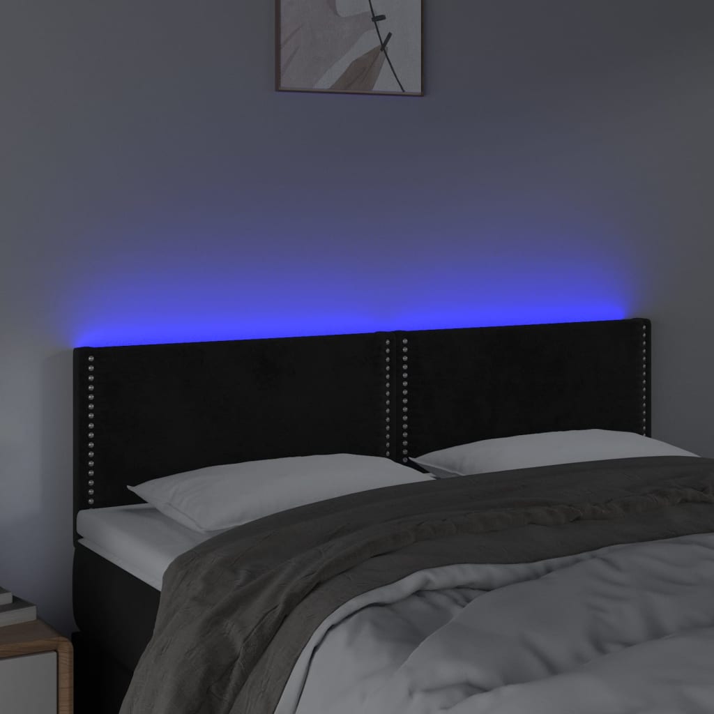 Hoofdbord LED 144x5x78/88 cm fluweel zwart is nu te koop bij PeponiXL, paradijselijk wonen!