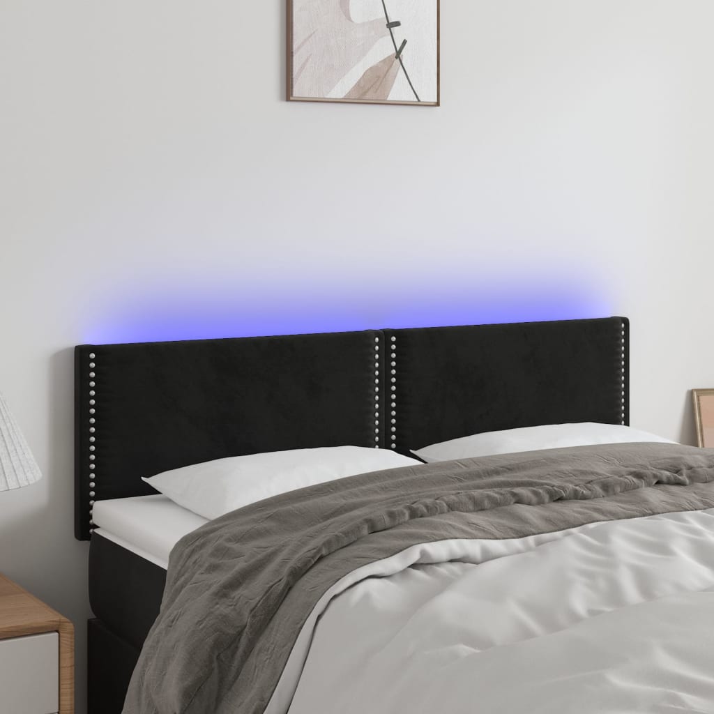 Hoofdbord LED 144x5x78/88 cm fluweel zwart is nu te koop bij PeponiXL, paradijselijk wonen!