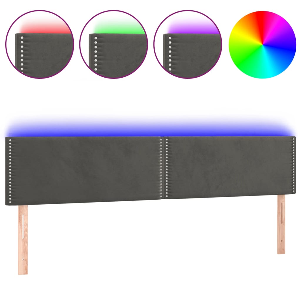 Hoofdbord LED 160x5x78/88 cm fluweel donkergrijs is nu te koop bij PeponiXL, paradijselijk wonen!
