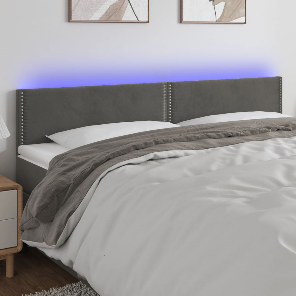 Hoofdbord LED 160x5x78/88 cm fluweel donkergrijs is nu te koop bij PeponiXL, paradijselijk wonen!