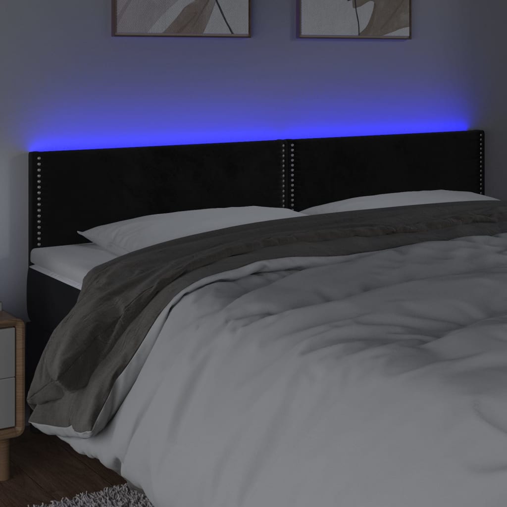 Hoofdbord LED 160x5x78/88 cm fluweel zwart is nu te koop bij PeponiXL, paradijselijk wonen!