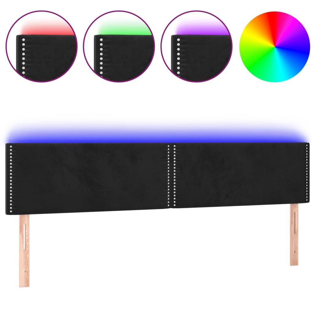 Hoofdbord LED 180x5x78/88 cm fluweel zwart is nu te koop bij PeponiXL, paradijselijk wonen!