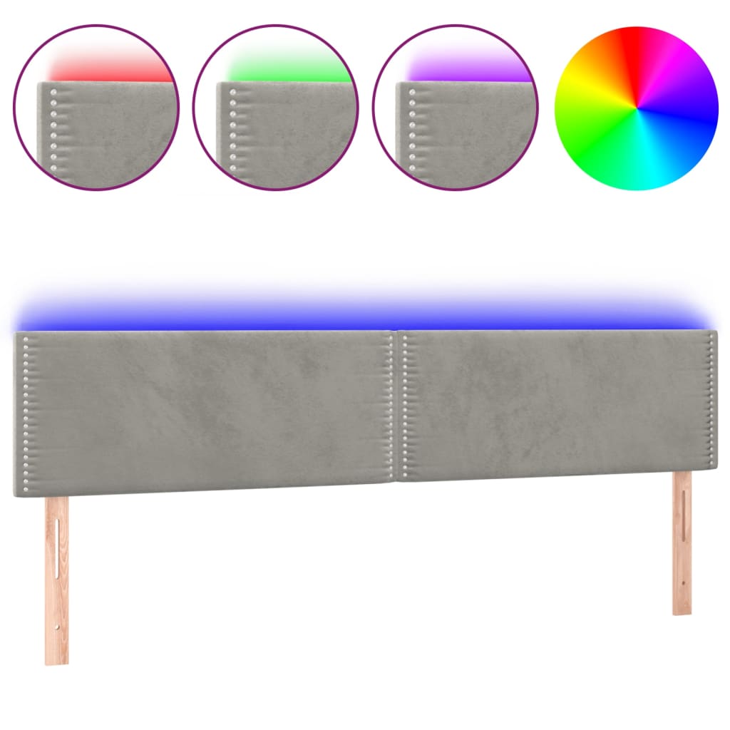 Hoofdbord LED 200x5x78/88 cm fluweel lichtgrijs is nu te koop bij PeponiXL, paradijselijk wonen!