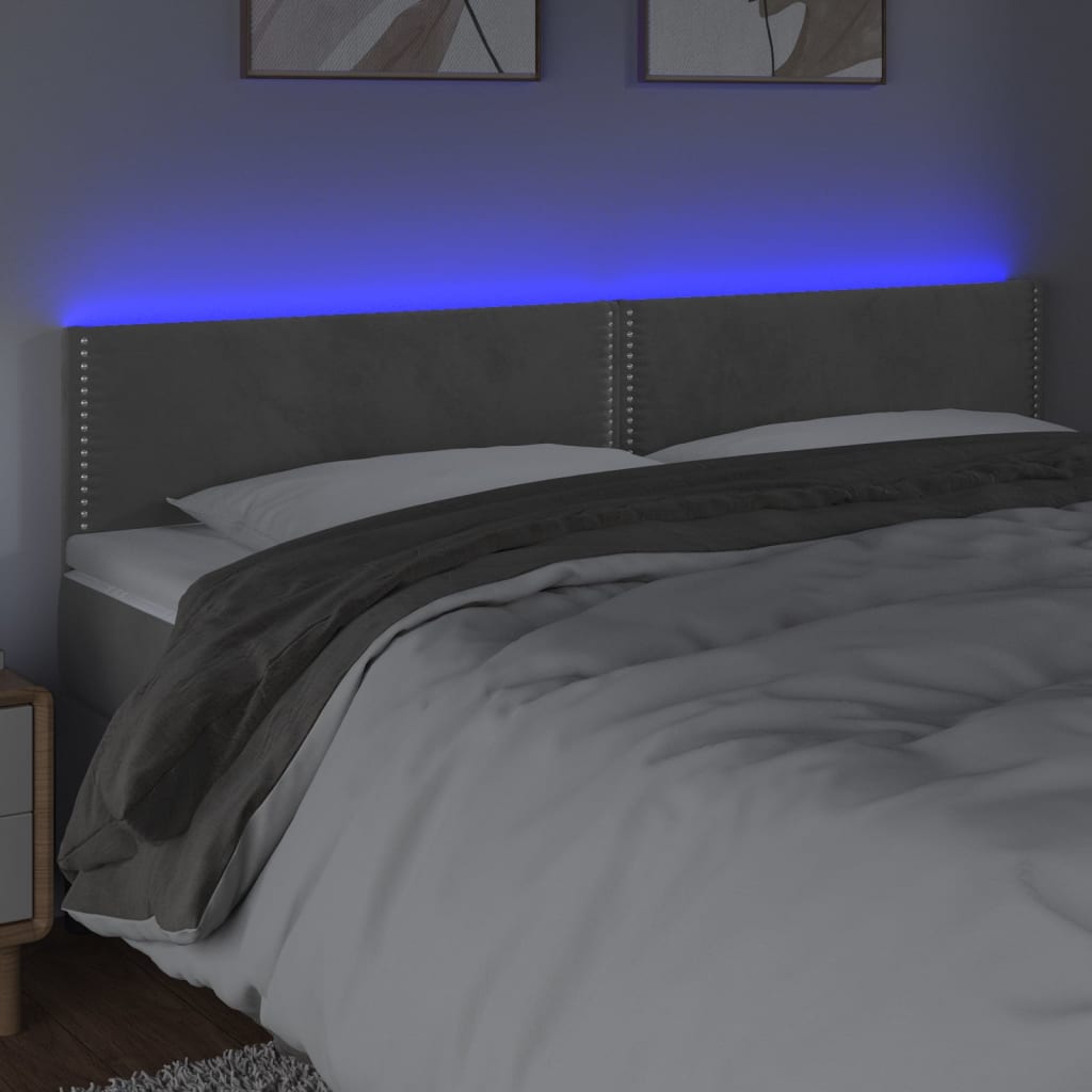 Hoofdbord LED 200x5x78/88 cm fluweel lichtgrijs is nu te koop bij PeponiXL, paradijselijk wonen!