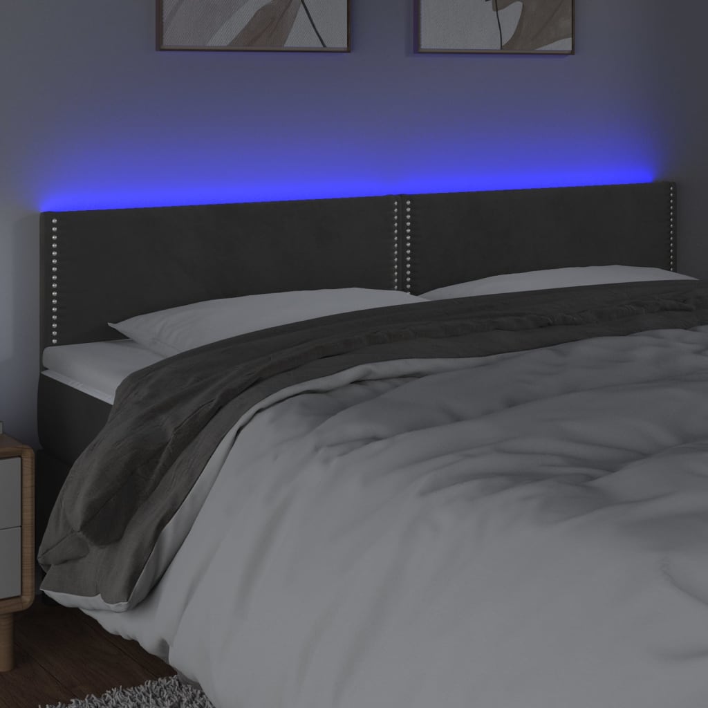 Hoofdbord LED 200x5x78/88 cm fluweel donkergrijs is nu te koop bij PeponiXL, paradijselijk wonen!