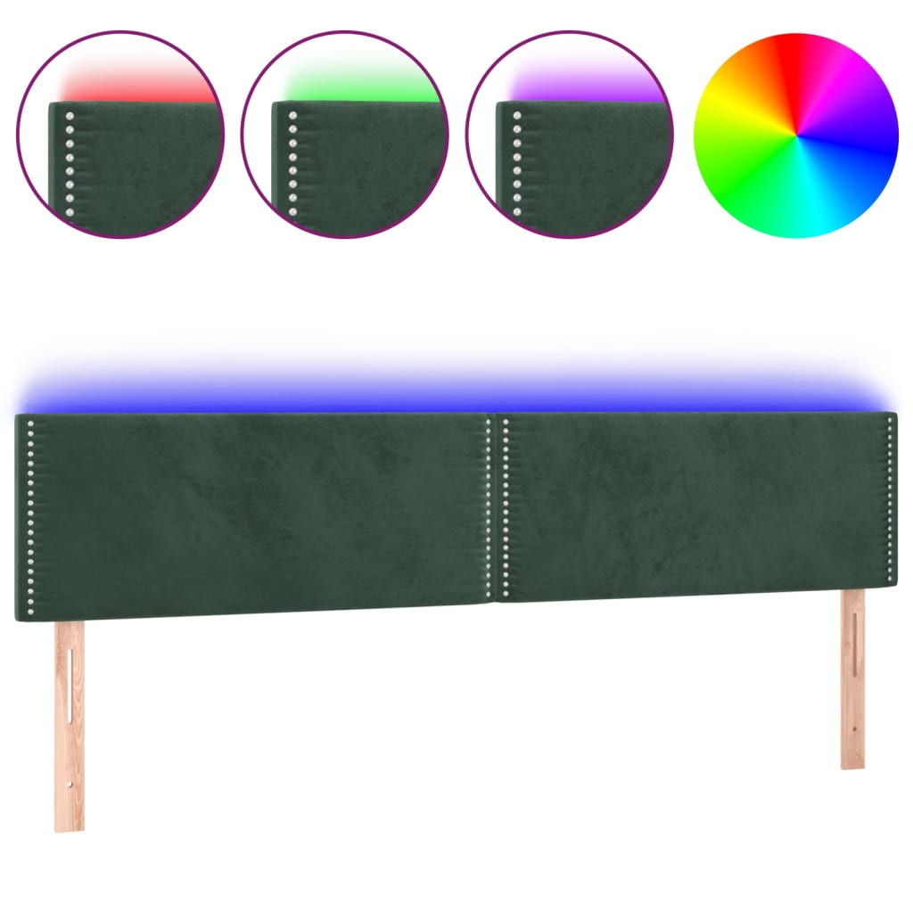 Hoofdbord LED 200x5x78/88 cm fluweel donkergroen is nu te koop bij PeponiXL, paradijselijk wonen!