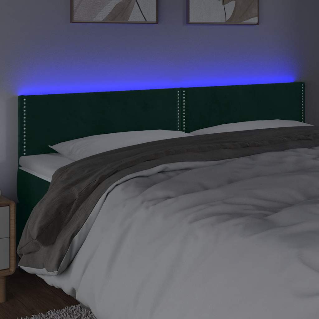 Hoofdbord LED 200x5x78/88 cm fluweel donkergroen is nu te koop bij PeponiXL, paradijselijk wonen!