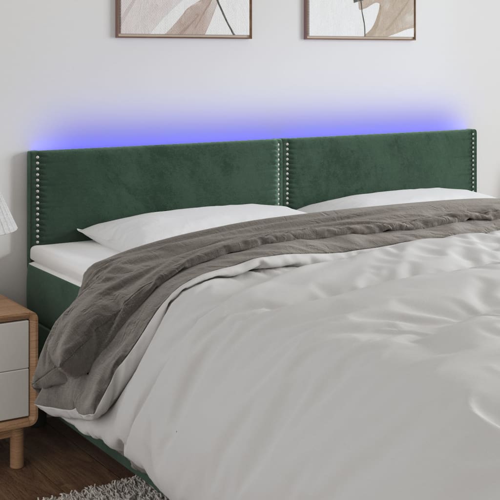Hoofdbord LED 200x5x78/88 cm fluweel donkergroen is nu te koop bij PeponiXL, paradijselijk wonen!