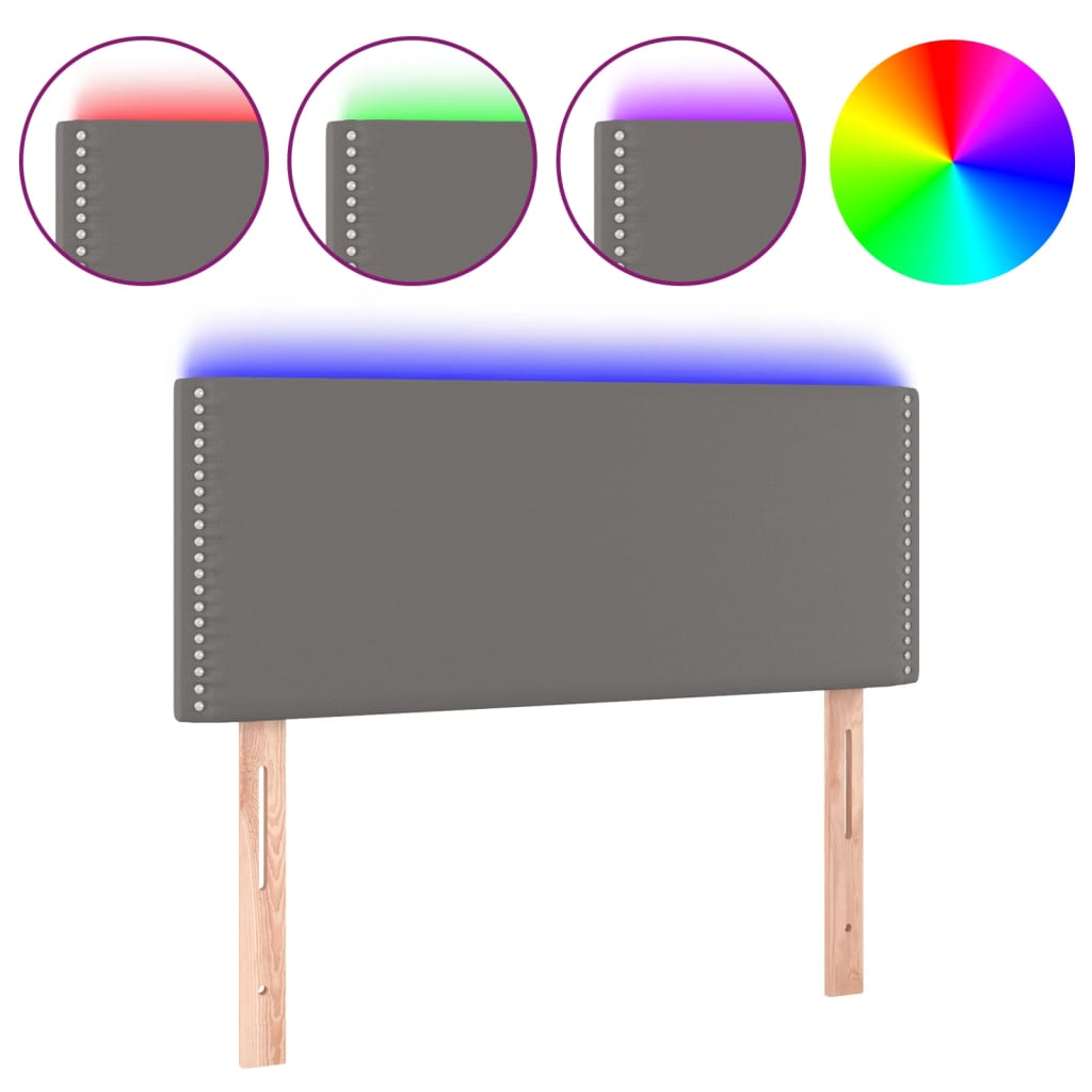 Hoofdbord LED 80x5x78/88 cm kunstleer grijs is nu te koop bij PeponiXL, paradijselijk wonen!
