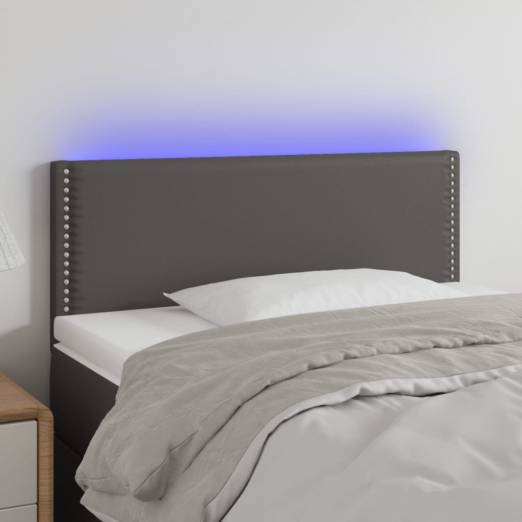 Hoofdbord LED 80x5x78/88 cm kunstleer grijs is nu te koop bij PeponiXL, paradijselijk wonen!