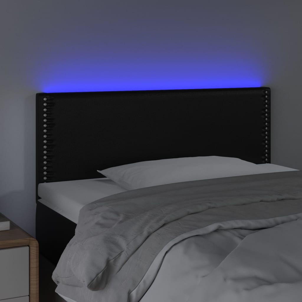 Hoofdbord LED 100x5x78/88 cm kunstleer zwart is nu te koop bij PeponiXL, paradijselijk wonen!