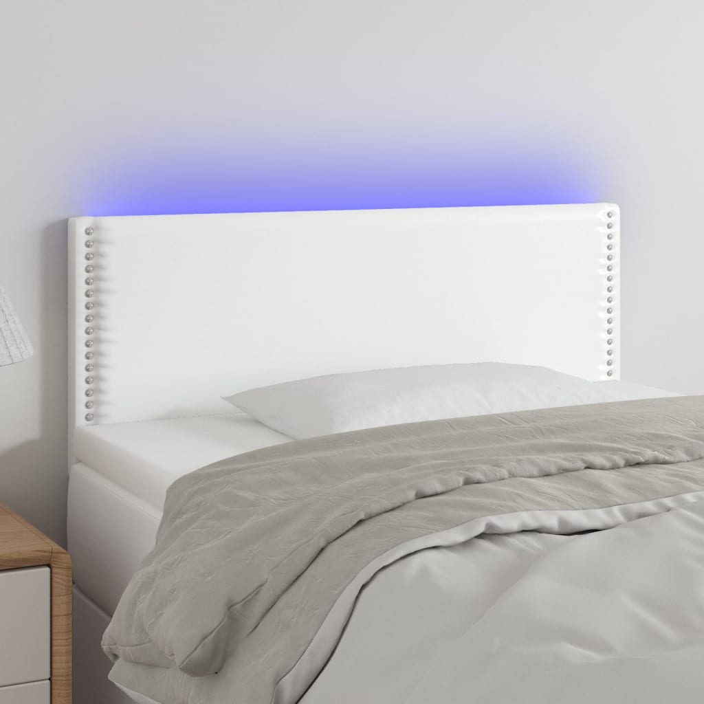 Hoofdbord LED 100x5x78/88 cm kunstleer wit is nu te koop bij PeponiXL, paradijselijk wonen!