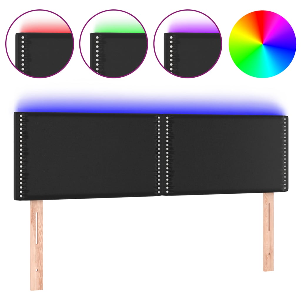 Hoofdbord LED 144x5x78/88 cm kunstleer zwart is nu te koop bij PeponiXL, paradijselijk wonen!