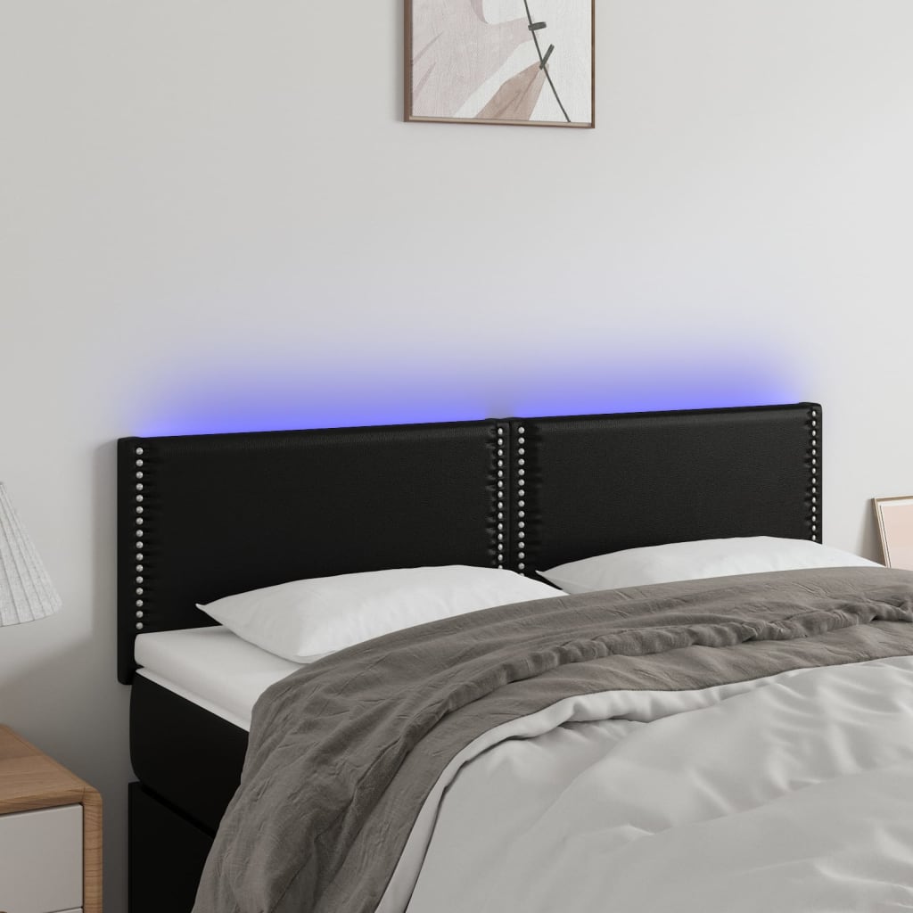 Hoofdbord LED 144x5x78/88 cm kunstleer zwart is nu te koop bij PeponiXL, paradijselijk wonen!