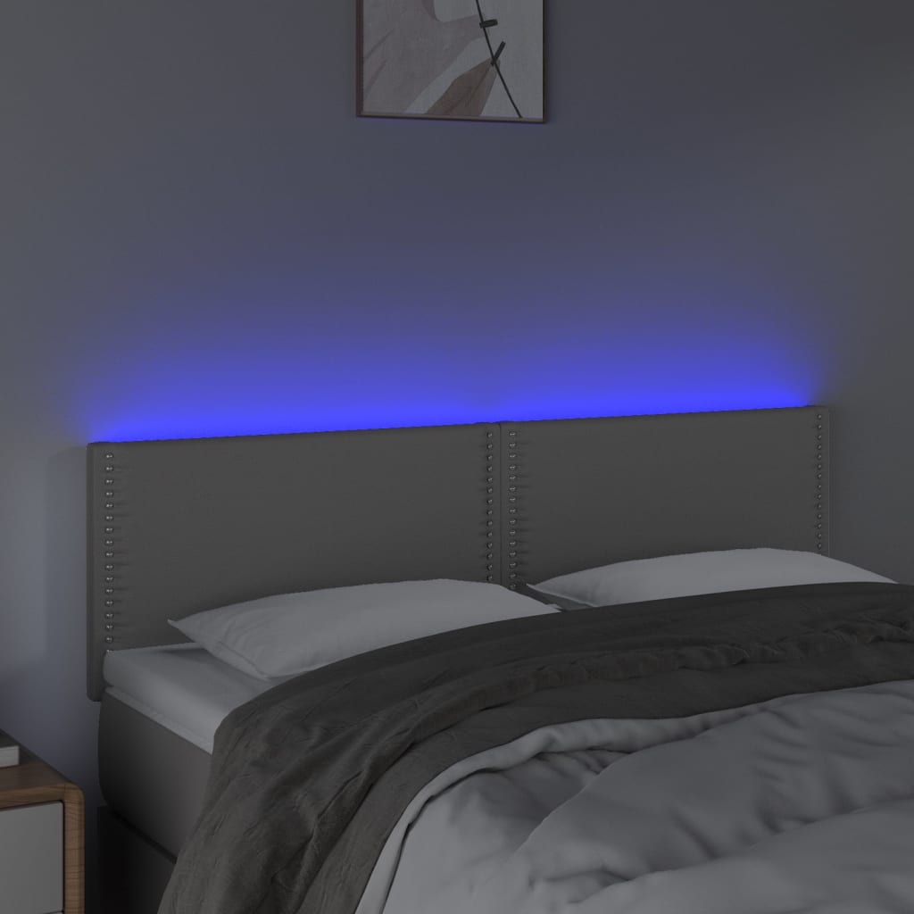Hoofdbord LED 144x5x78/88 cm kunstleer grijs is nu te koop bij PeponiXL, paradijselijk wonen!