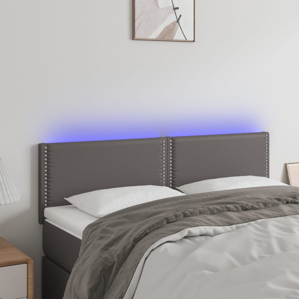 Hoofdbord LED 144x5x78/88 cm kunstleer grijs is nu te koop bij PeponiXL, paradijselijk wonen!