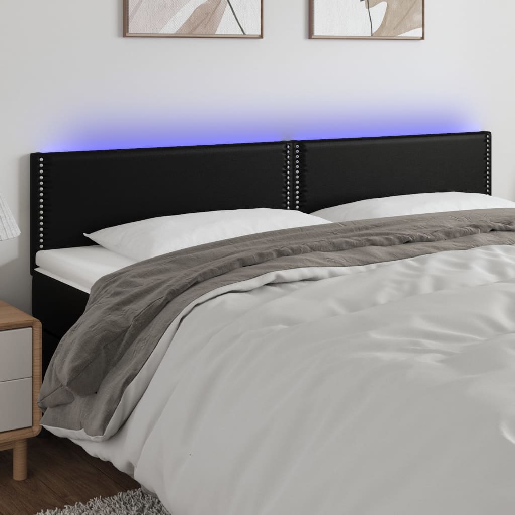 Hoofdbord LED 180x5x78/88 cm kunstleer zwart is nu te koop bij PeponiXL, paradijselijk wonen!