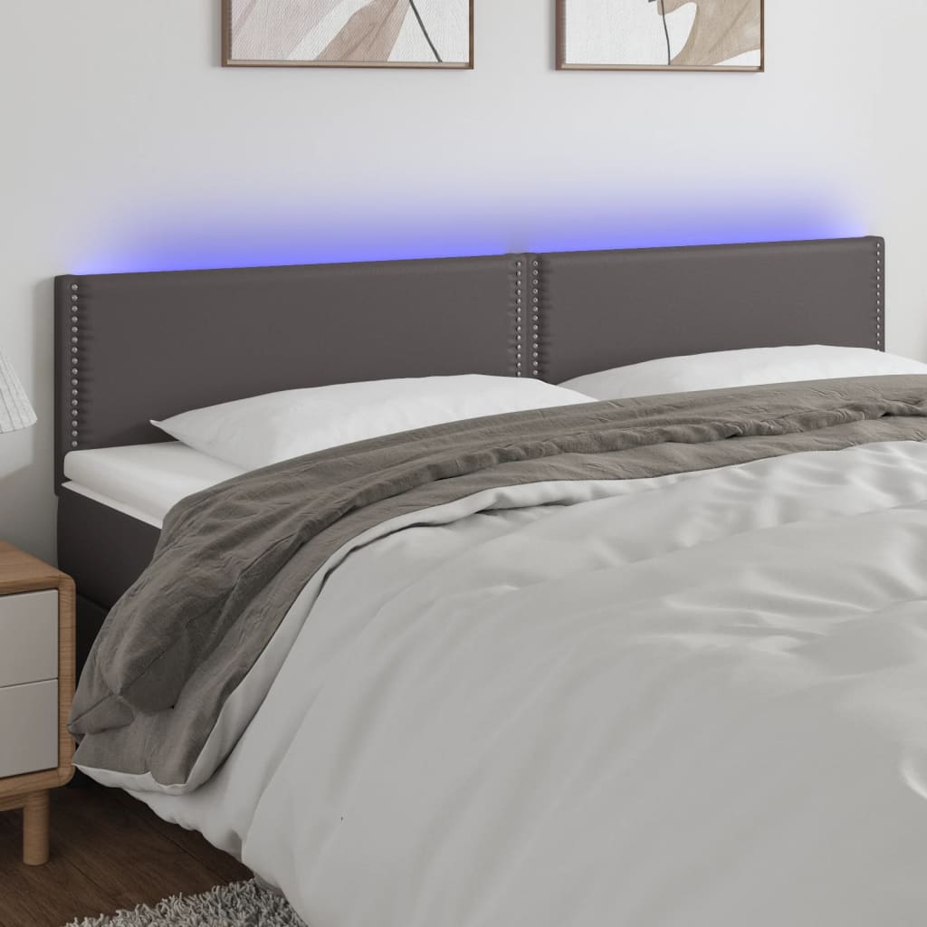 Hoofdbord LED 180x5x78/88 cm kunstleer grijs is nu te koop bij PeponiXL, paradijselijk wonen!