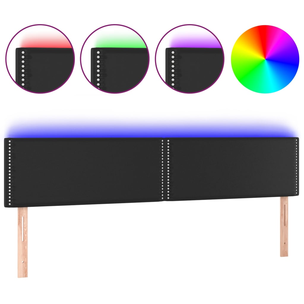 Hoofdbord LED 200x5x78/88 cm kunstleer zwart is nu te koop bij PeponiXL, paradijselijk wonen!