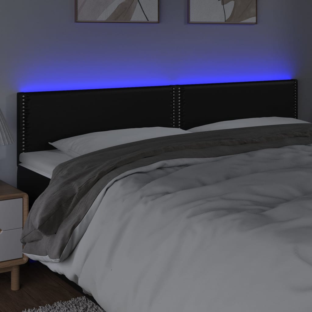 Hoofdbord LED 200x5x78/88 cm kunstleer zwart is nu te koop bij PeponiXL, paradijselijk wonen!