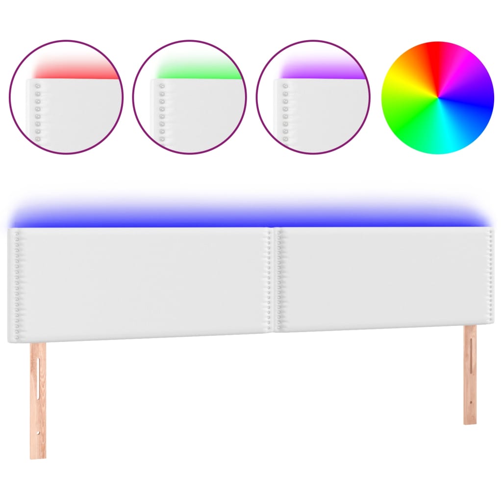 Hoofdbord LED 200x5x78/88 cm kunstleer wit is nu te koop bij PeponiXL, paradijselijk wonen!