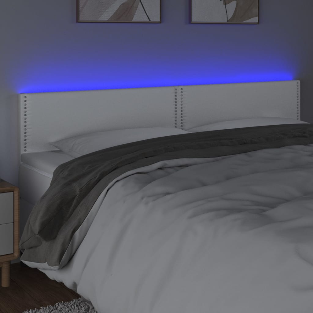 Hoofdbord LED 200x5x78/88 cm kunstleer wit is nu te koop bij PeponiXL, paradijselijk wonen!