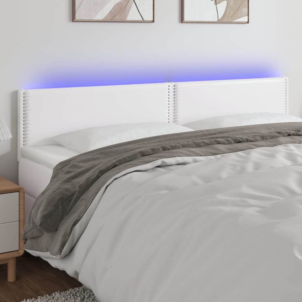 Hoofdbord LED 200x5x78/88 cm kunstleer wit is nu te koop bij PeponiXL, paradijselijk wonen!