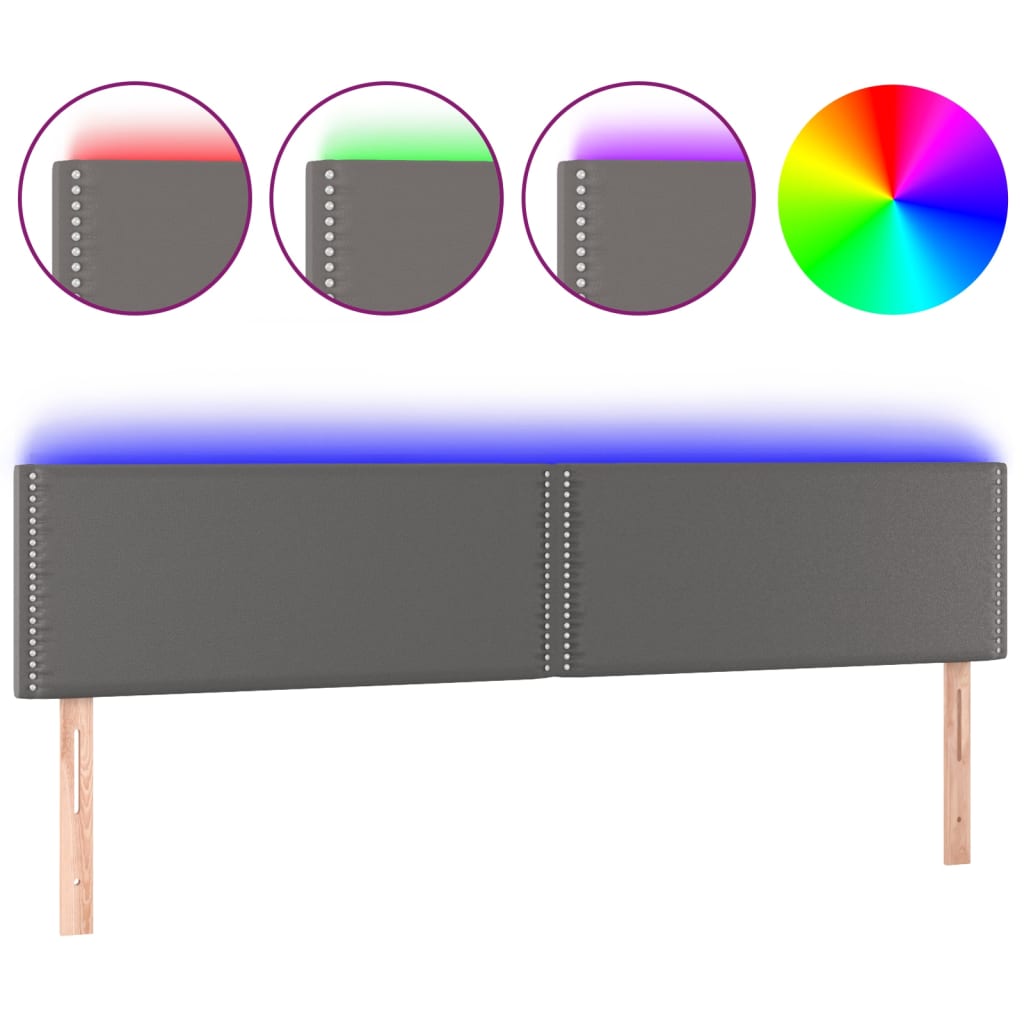 Hoofdbord LED 200x5x78/88 cm kunstleer grijs is nu te koop bij PeponiXL, paradijselijk wonen!