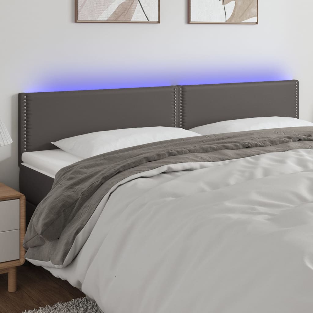 Hoofdbord LED 200x5x78/88 cm kunstleer grijs is nu te koop bij PeponiXL, paradijselijk wonen!