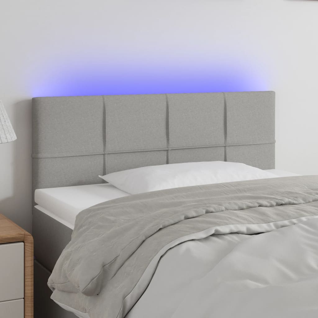 Hoofdbord LED 90x5x78/88 cm stof lichtgrijs is nu te koop bij PeponiXL, paradijselijk wonen!