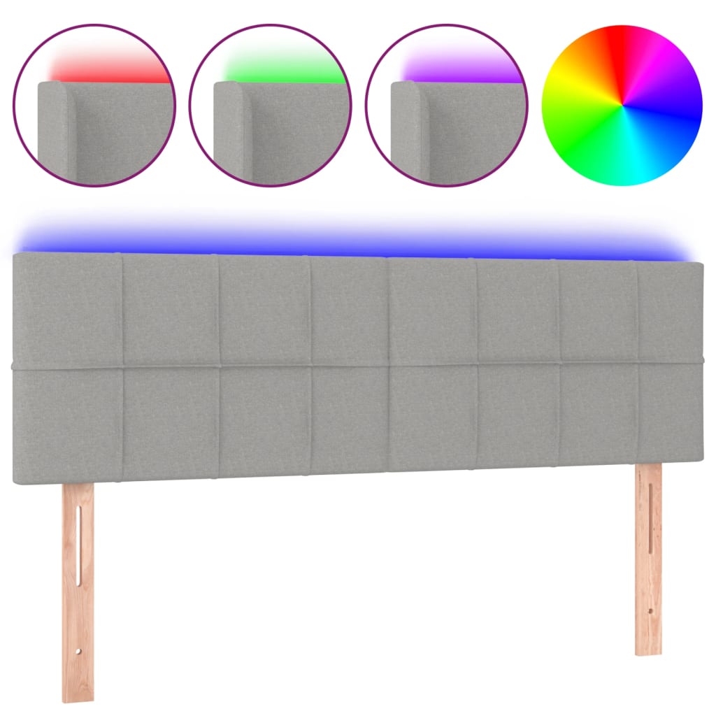 Hoofdbord LED 144x5x78/88 cm stof lichtgrijs is nu te koop bij PeponiXL, paradijselijk wonen!
