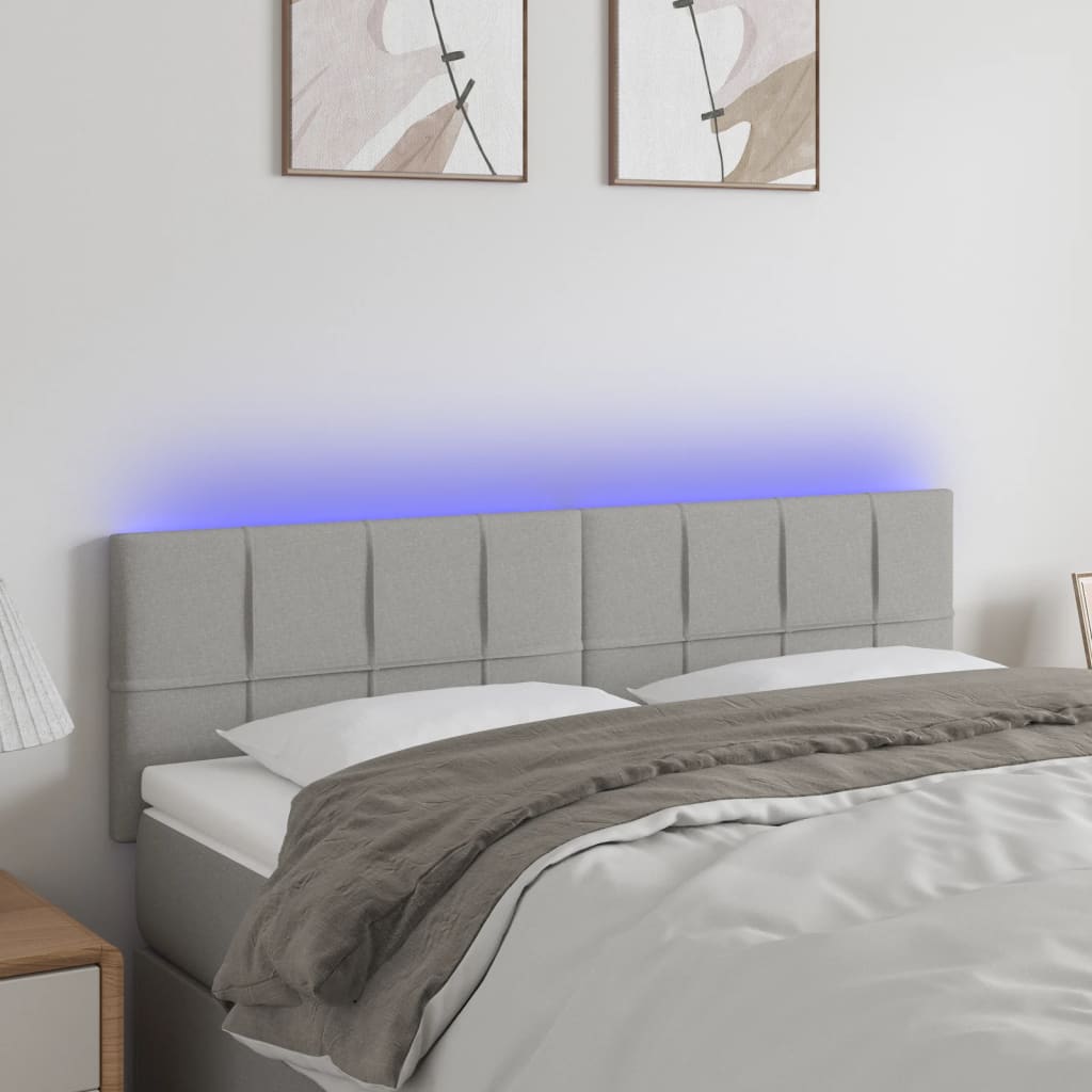 Hoofdbord LED 144x5x78/88 cm stof lichtgrijs is nu te koop bij PeponiXL, paradijselijk wonen!