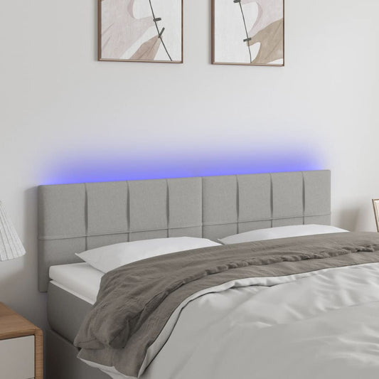 Hoofdbord LED 144x5x78/88 cm stof lichtgrijs is nu te koop bij PeponiXL, paradijselijk wonen!