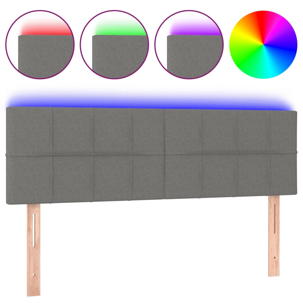 Hoofdbord LED 144x5x78/88 cm stof donkergrijs is nu te koop bij PeponiXL, paradijselijk wonen!