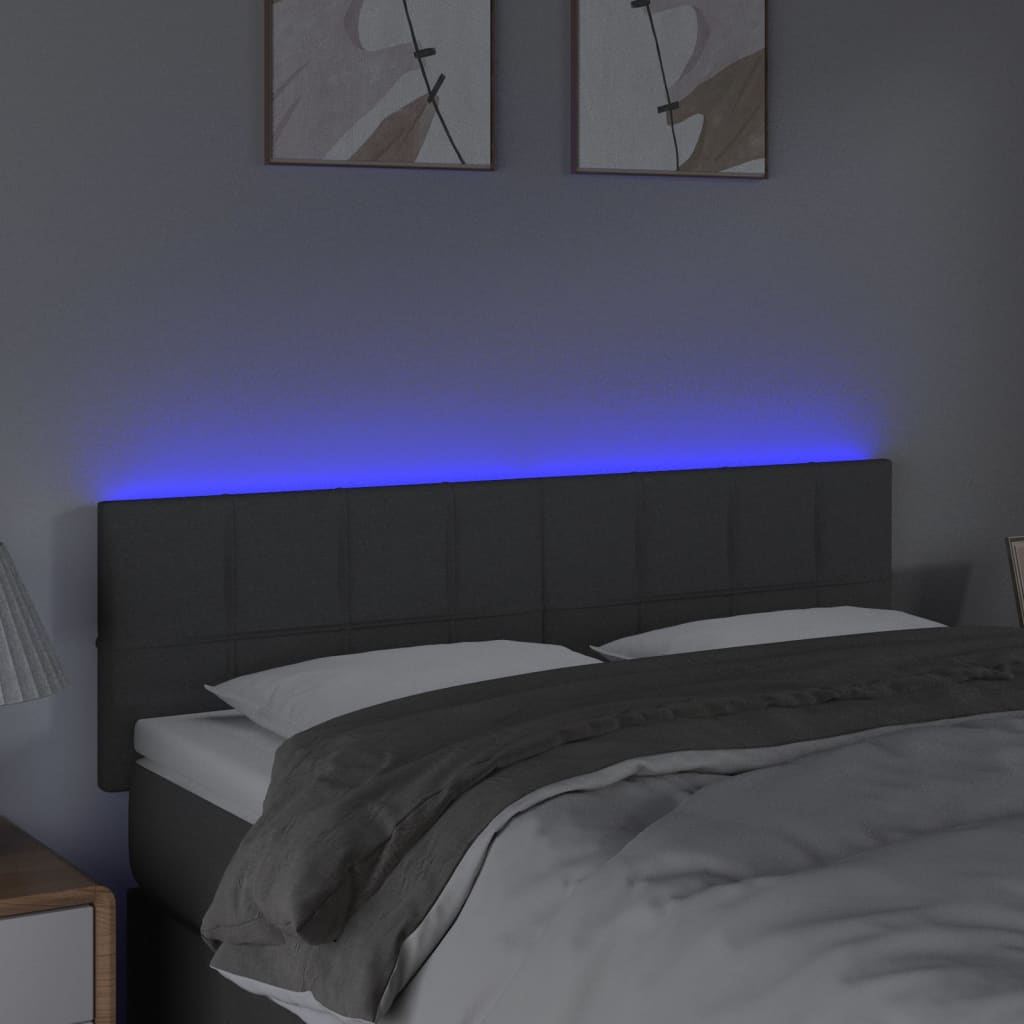 Hoofdbord LED 144x5x78/88 cm stof donkergrijs is nu te koop bij PeponiXL, paradijselijk wonen!