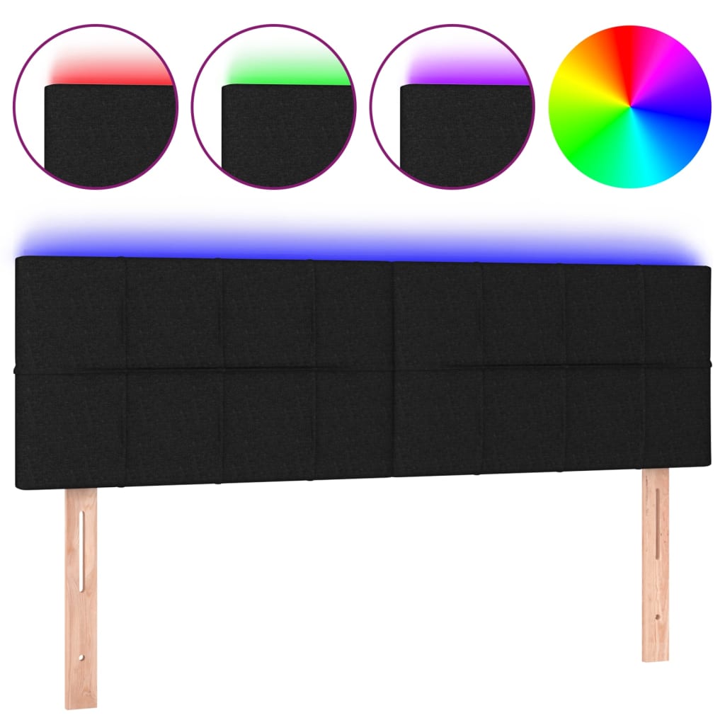 Hoofdbord LED 144x5x78/88 cm stof zwart is nu te koop bij PeponiXL, paradijselijk wonen!