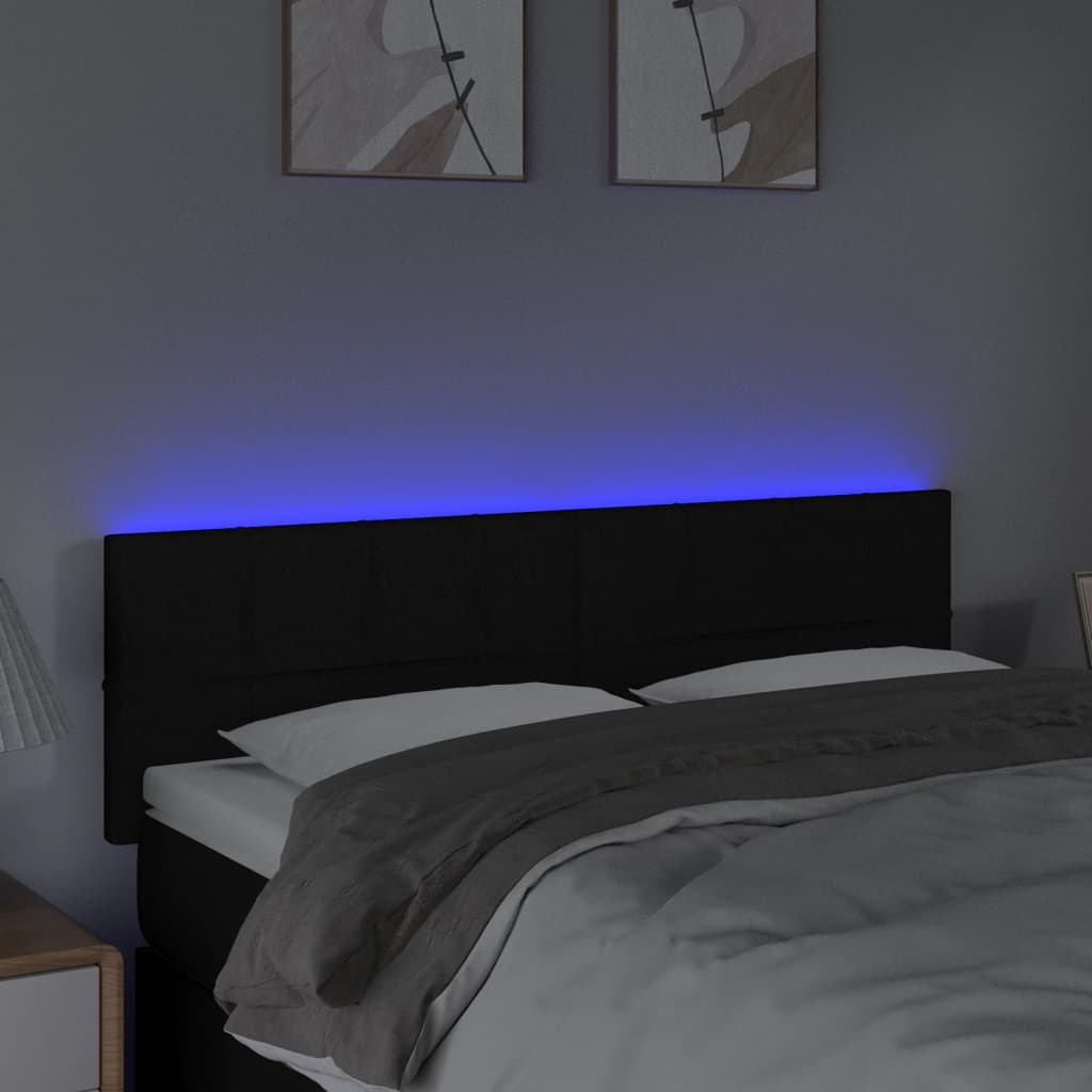 Hoofdbord LED 144x5x78/88 cm stof zwart is nu te koop bij PeponiXL, paradijselijk wonen!
