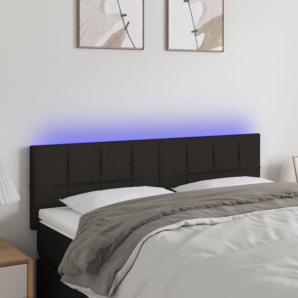 Hoofdbord LED 144x5x78/88 cm stof zwart is nu te koop bij PeponiXL, paradijselijk wonen!