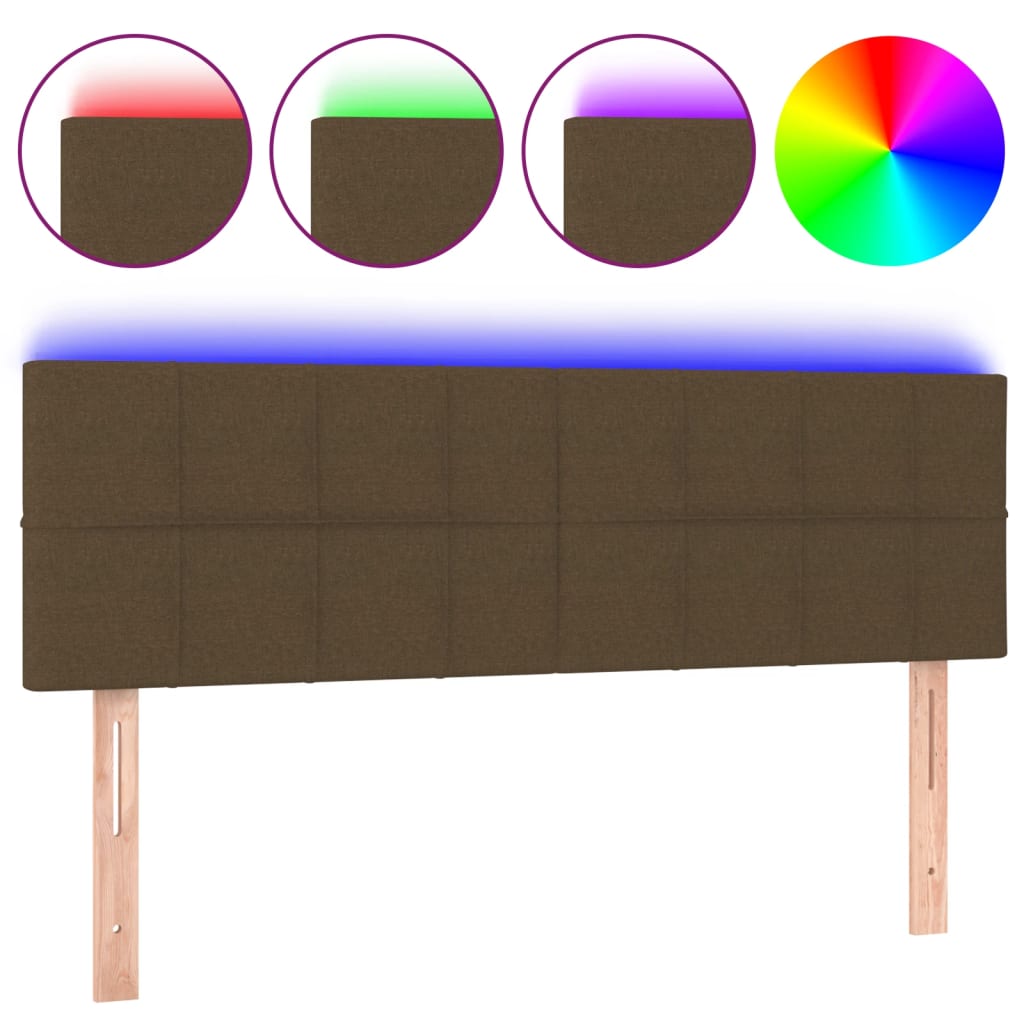 Hoofdbord LED 144x5x78/88 cm stof donkerbruin is nu te koop bij PeponiXL, paradijselijk wonen!