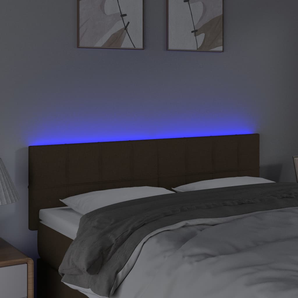 Hoofdbord LED 144x5x78/88 cm stof donkerbruin is nu te koop bij PeponiXL, paradijselijk wonen!