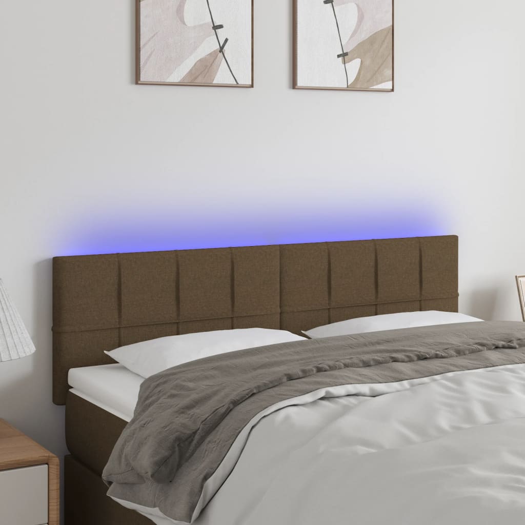 Hoofdbord LED 144x5x78/88 cm stof donkerbruin is nu te koop bij PeponiXL, paradijselijk wonen!