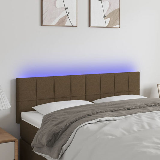Hoofdbord LED 144x5x78/88 cm stof donkerbruin is nu te koop bij PeponiXL, paradijselijk wonen!