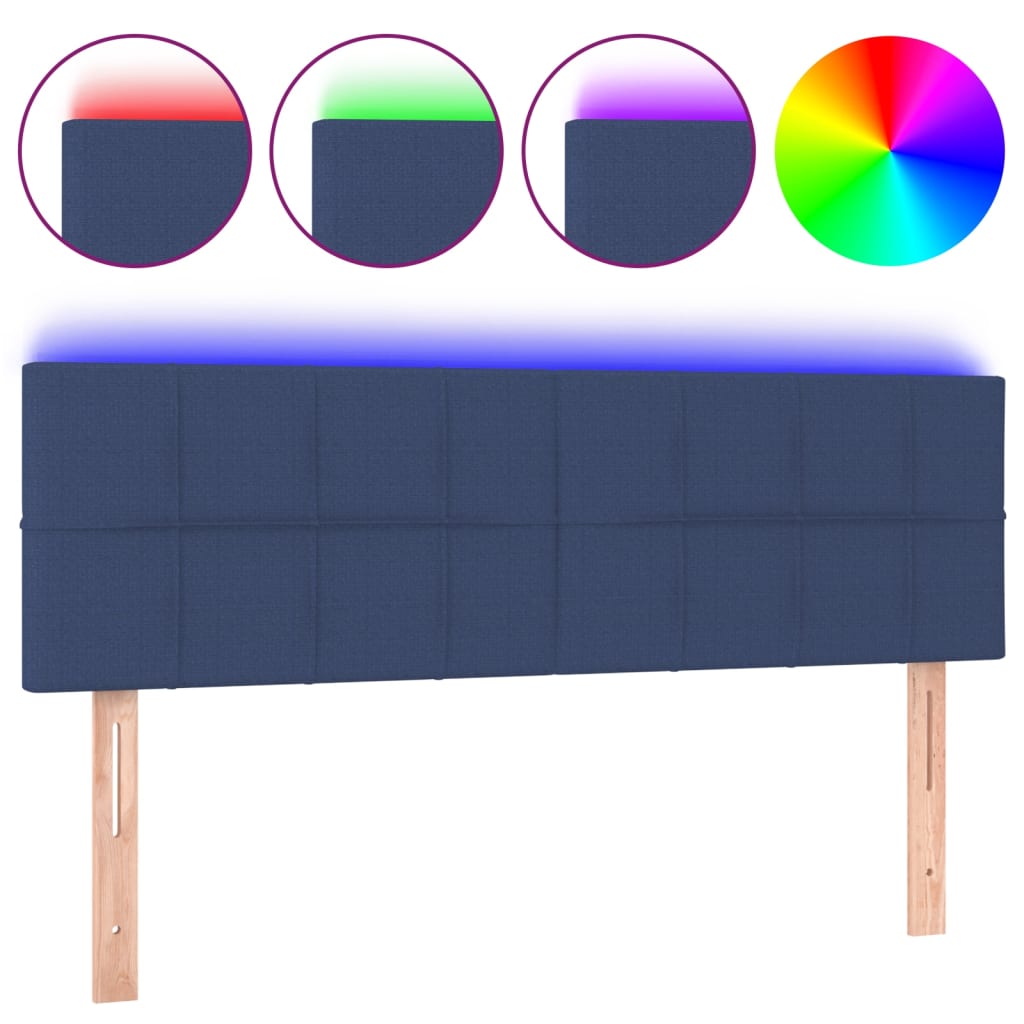 Hoofdbord LED 144x5x78/88 cm stof blauw is nu te koop bij PeponiXL, paradijselijk wonen!