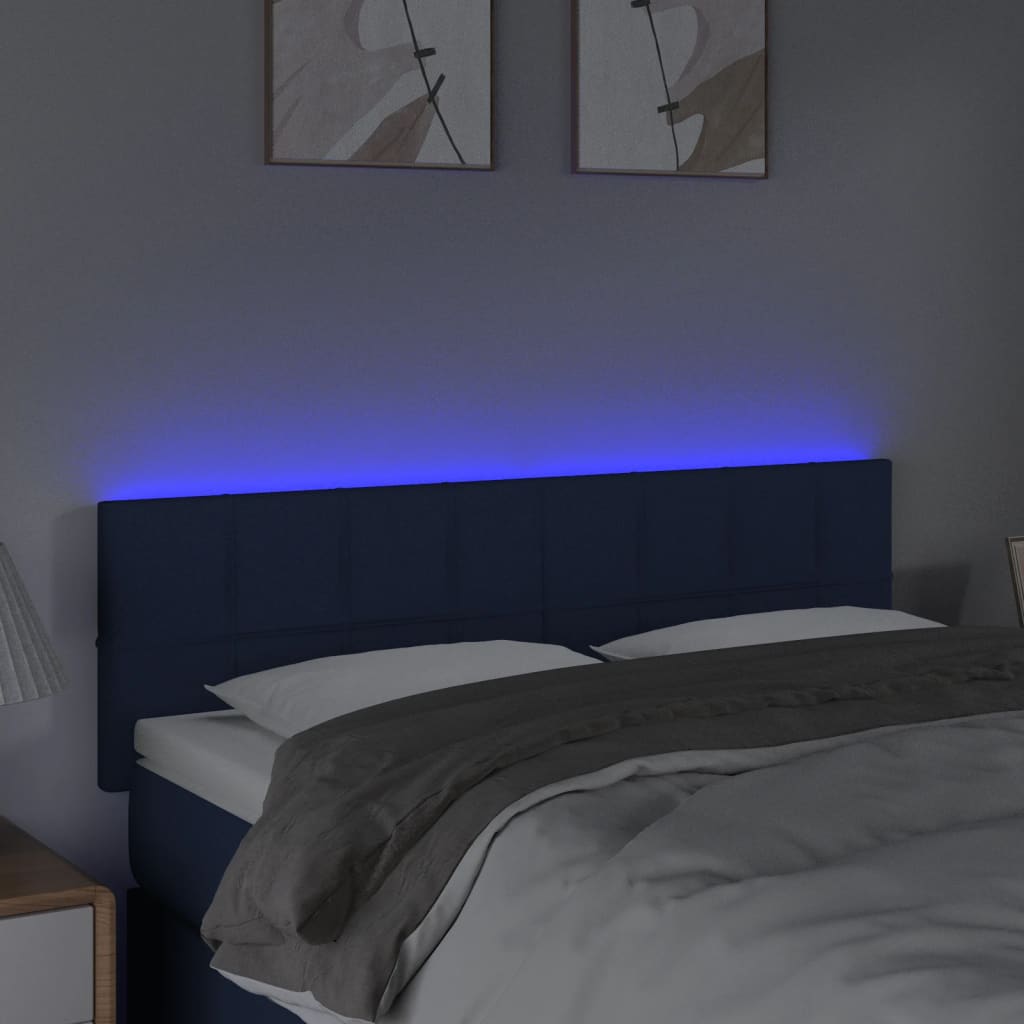 Hoofdbord LED 144x5x78/88 cm stof blauw is nu te koop bij PeponiXL, paradijselijk wonen!