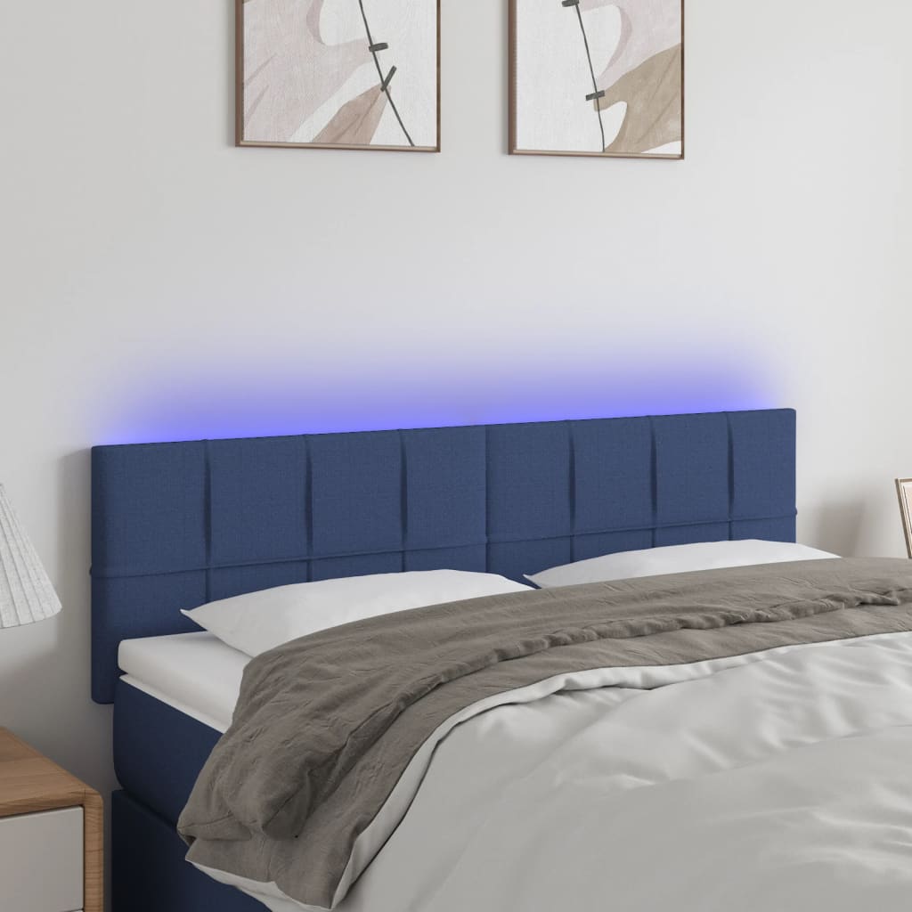 Hoofdbord LED 144x5x78/88 cm stof blauw is nu te koop bij PeponiXL, paradijselijk wonen!