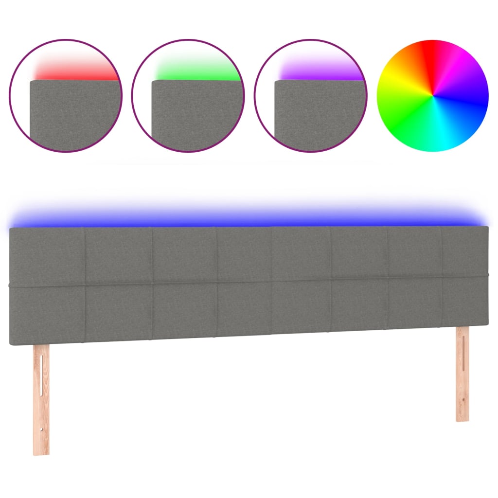 Hoofdbord LED 180x5x78/88 cm stof donkergrijs is nu te koop bij PeponiXL, paradijselijk wonen!