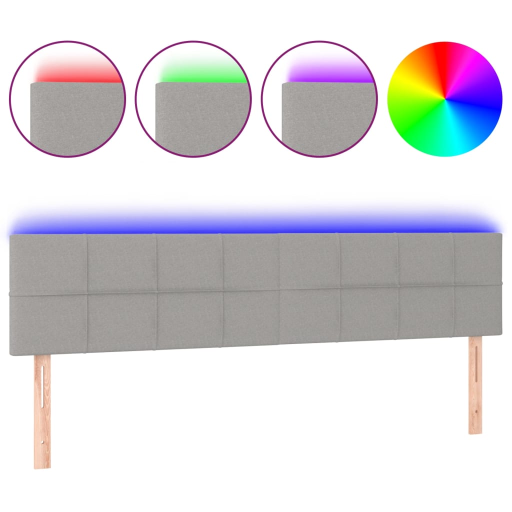 Hoofdbord LED 200x5x78/88 cm stof lichtgrijs is nu te koop bij PeponiXL, paradijselijk wonen!