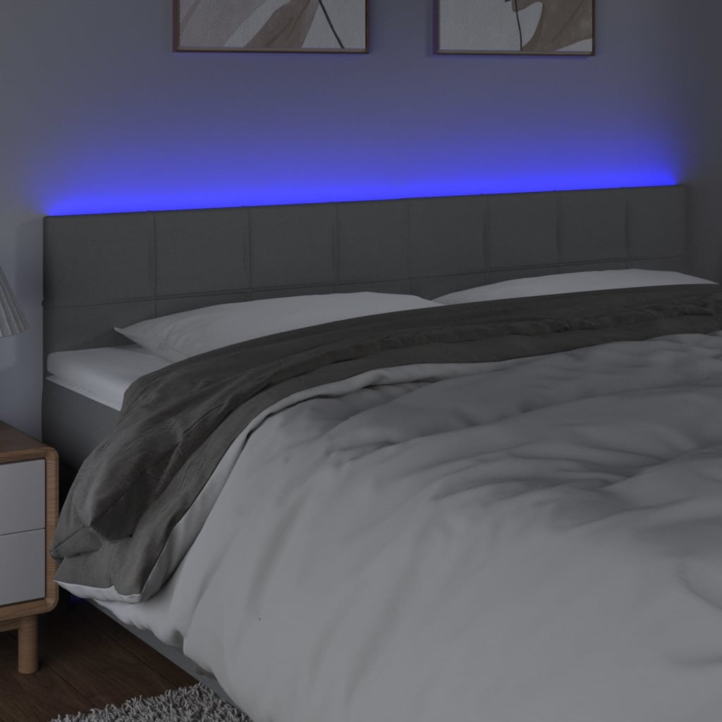 Hoofdbord LED 200x5x78/88 cm stof lichtgrijs is nu te koop bij PeponiXL, paradijselijk wonen!